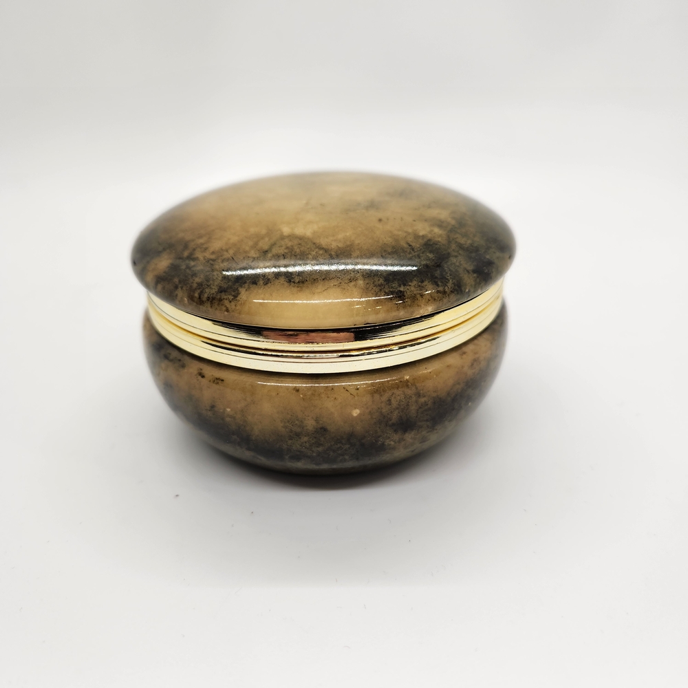 Vintage hand-carved Italian alabaster trinket box Midcentury Modern
